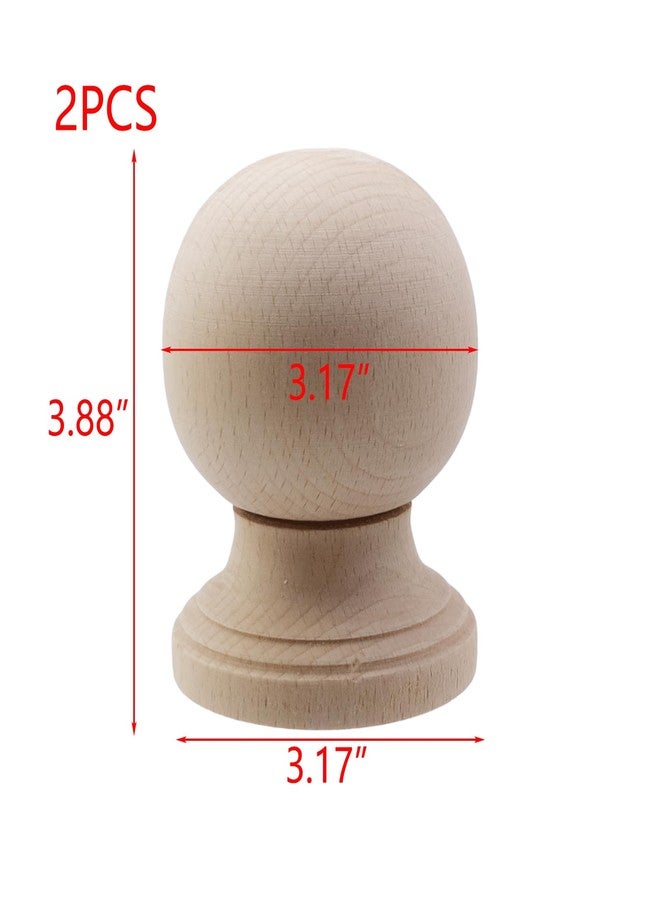 Risbay Unfinished Wood Finials Decorative,4" Tall x 3-1/8" Wide Wooden Finials for Bed Post Finial, Curtain Rod Finials, DIY Crafts Finials-Type 1, 2PCS - Image 2